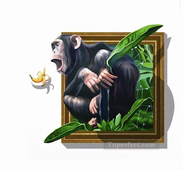 orangutan and banana 3D Oil Paintings